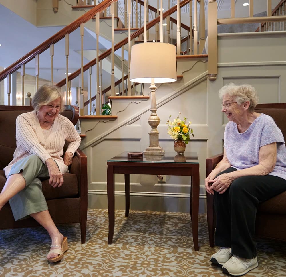 Two women having laugh