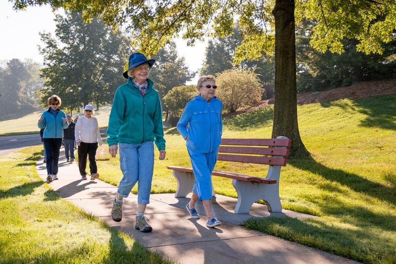 Residents walking as a group