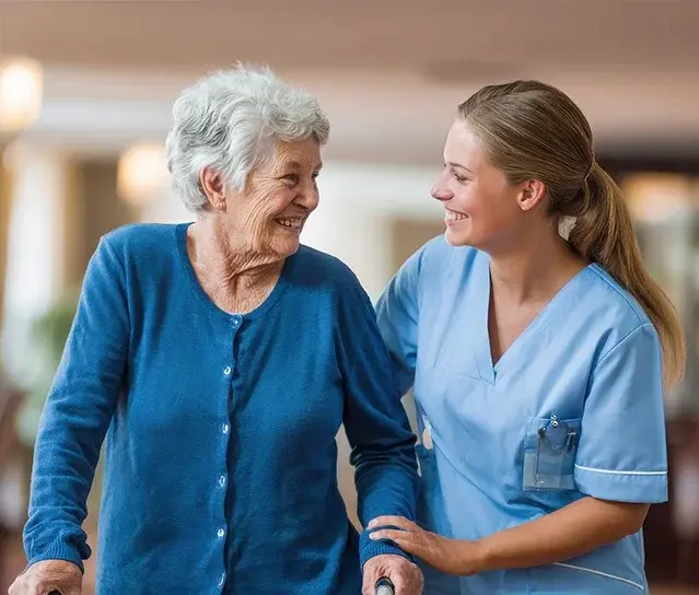Woman and care giver