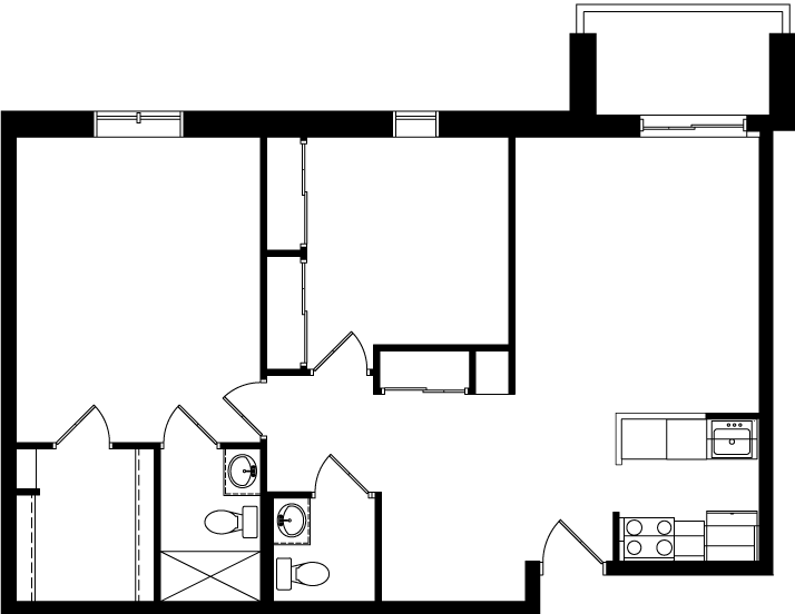 One Bedroom with Den Blueprint