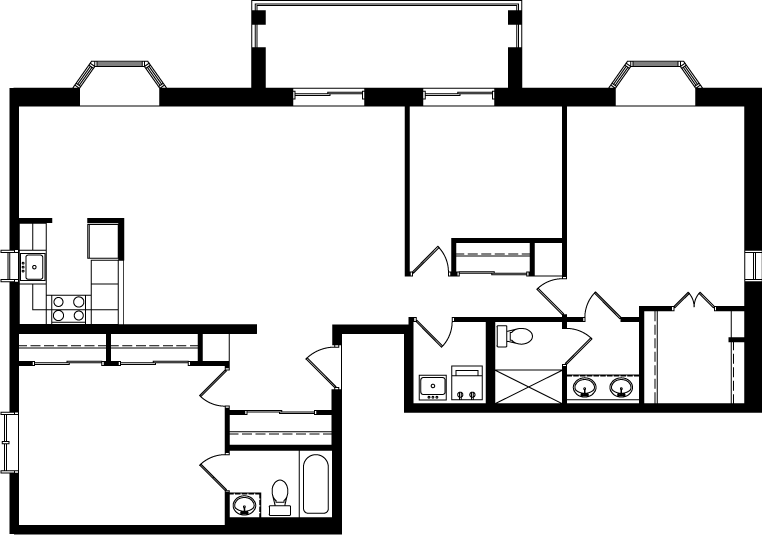 Two Bedroom with Den Blueprint