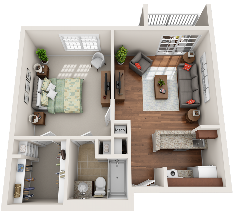 One Bedroom (Apartment) Illustration