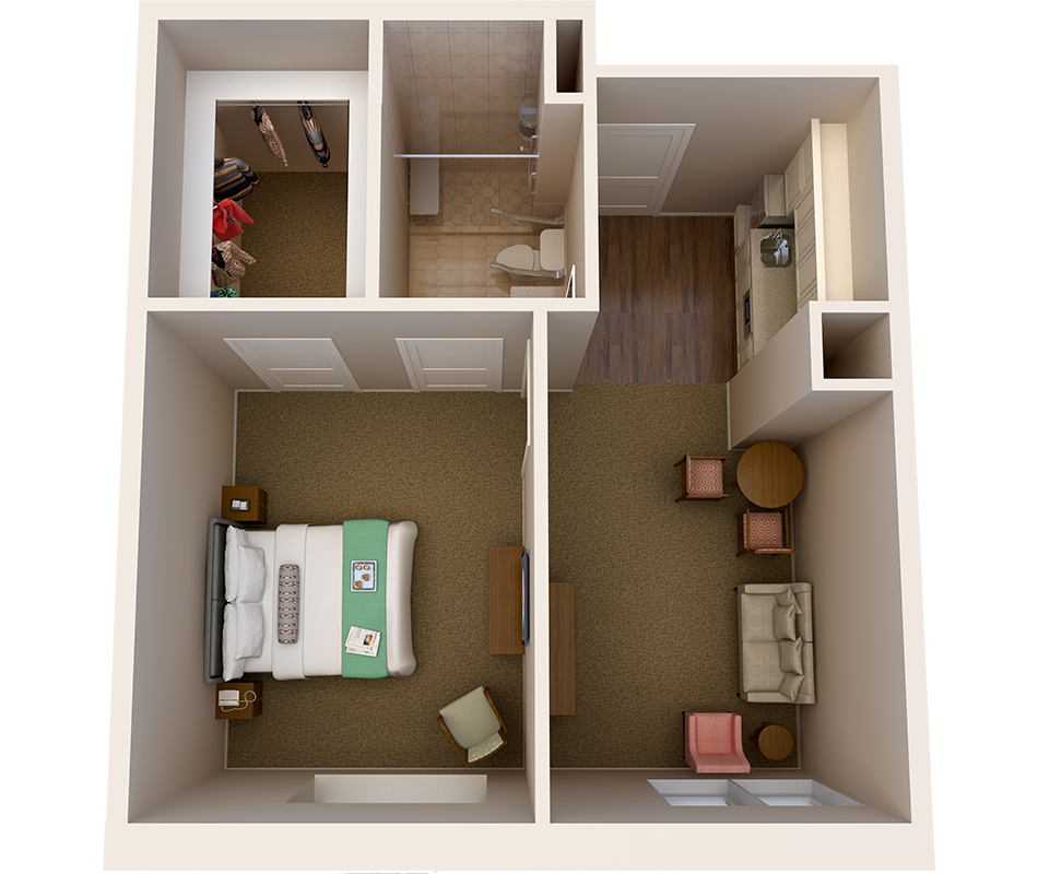 One Bedroom (Personal Care) Illustration