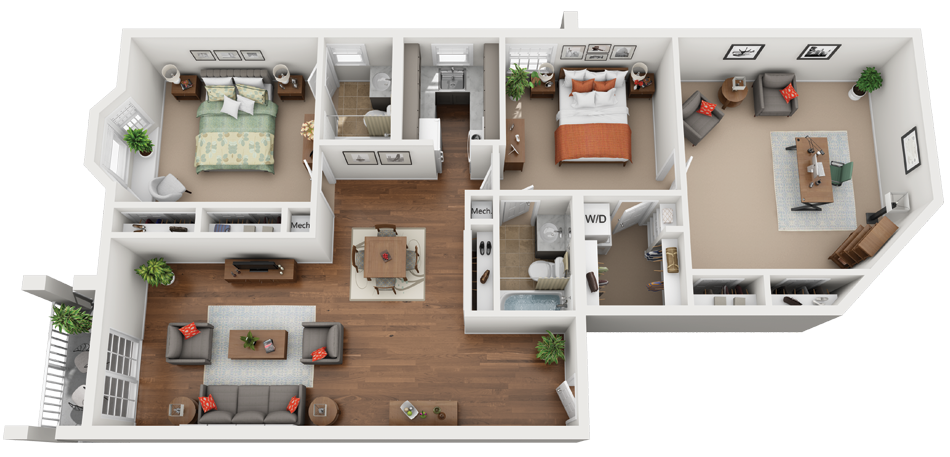 Two Bedroom Extended Illustration